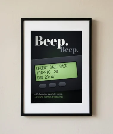 Beep: traffic −3%, Sunday 11:47 pm – Posters