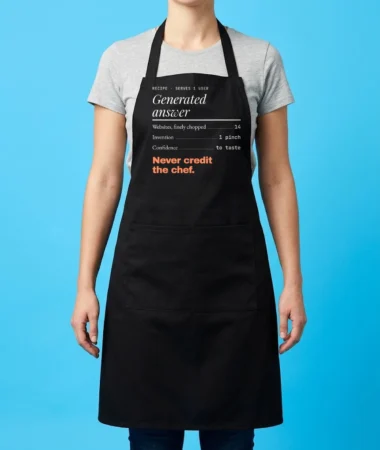 Generated answer: never credit the chef – Caps, bucket hats, fanny packs and aprons