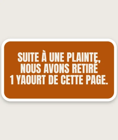 Un yaourt retiré suite à une plainte – Stickers