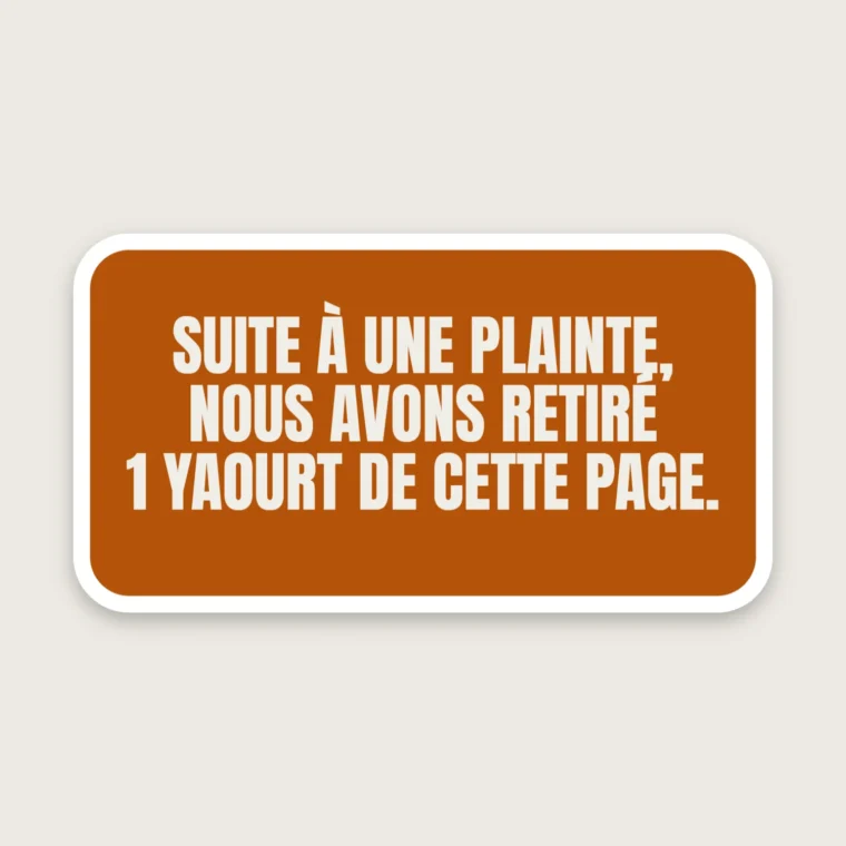 Un yaourt retiré suite à une plainte – Stickers