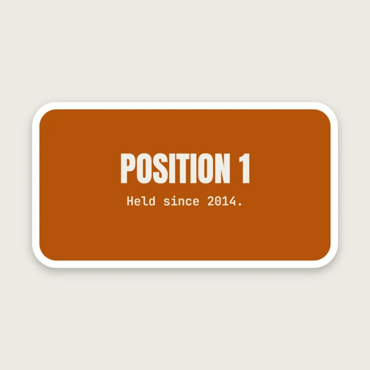 Position 1, held since 2014 – Stickers