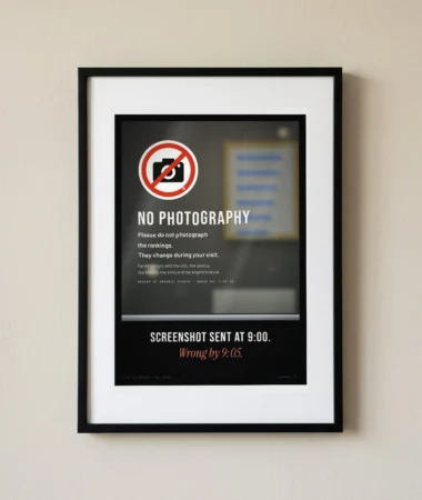 No photographs of the rankings – Posters