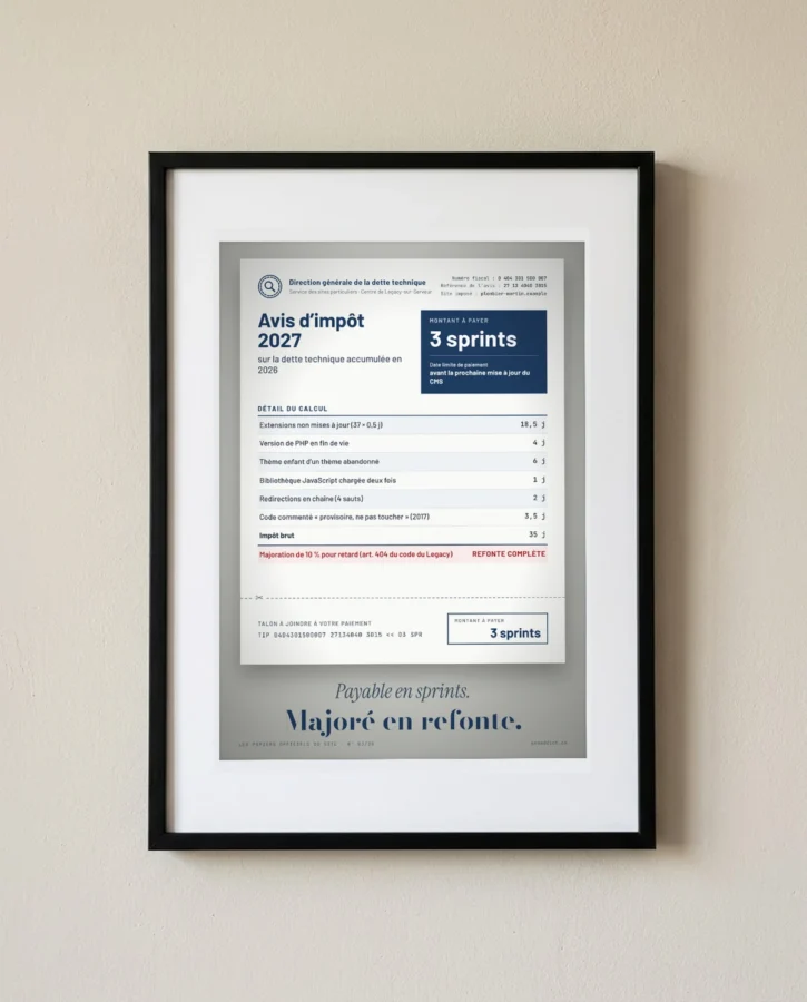 Avis d’impôt sur la dette technique – Posters