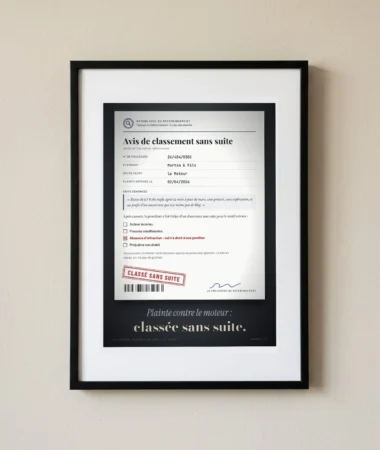 Plainte contre le moteur, classée sans suite – Posters