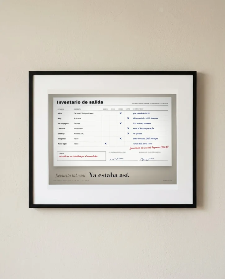 Inventario de salida de la web – Pósters