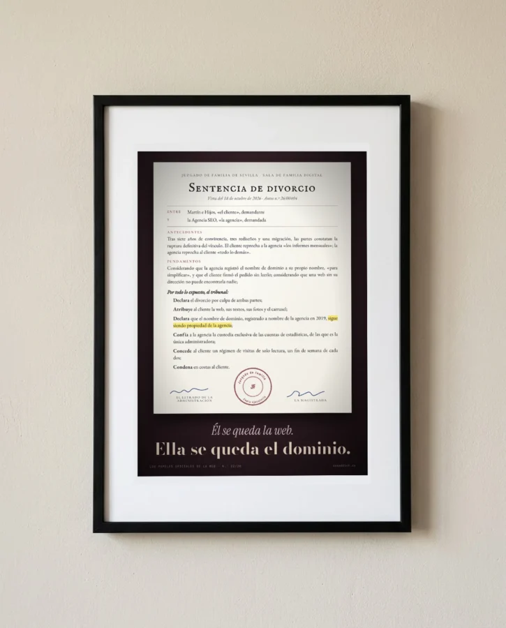 Sentencia de divorcio entre el cliente y la agencia – Pósters