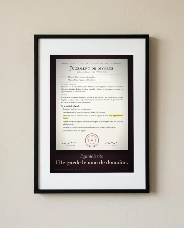 Jugement de divorce entre le client et l’agence – Posters