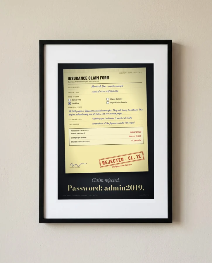 Insurance claim: website hacked – Posters