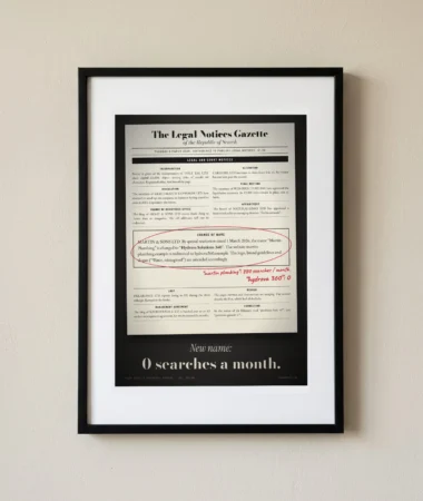 Legal notice: new name, zero searches – Posters