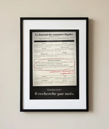 Annonce légale : nouveau nom, zéro recherche – Posters