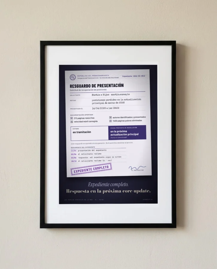 Expediente de recuperación, en tramitación – Pósters