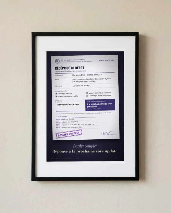 Dossier de rétablissement, en cours d’instruction – Posters