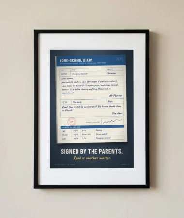 Home-school diary, signed by the client – Posters