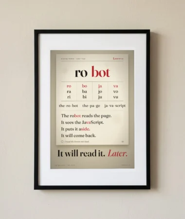 The robot’s reading primer, lesson 12 – Posters