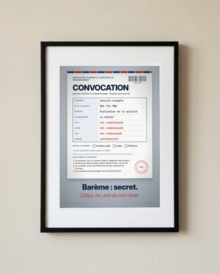 Convocation à l’examen de la page 1 – Posters