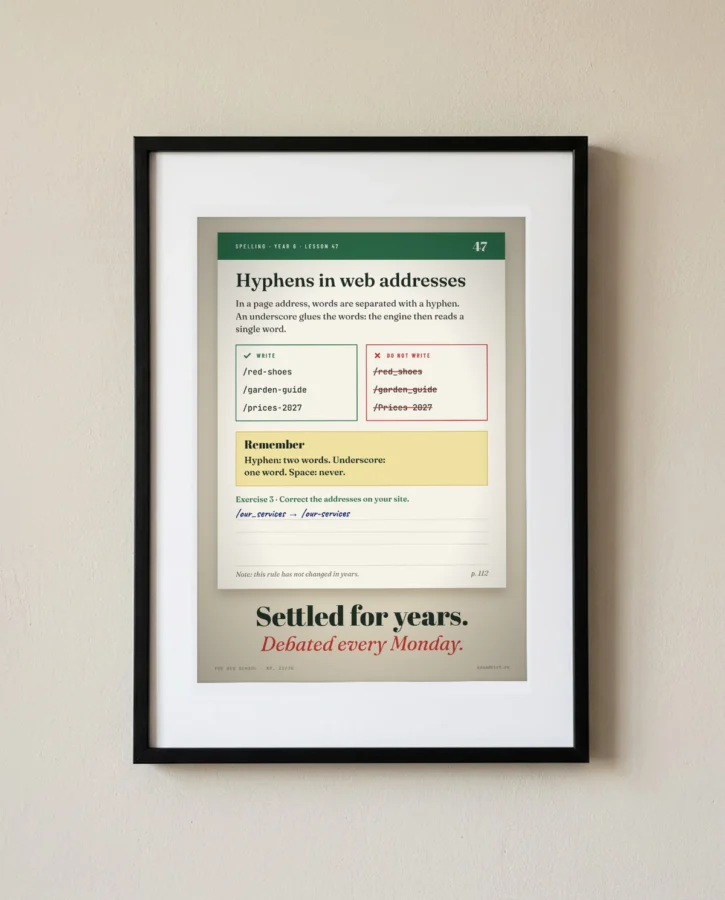 Spelling lesson: hyphens in web addresses – Posters