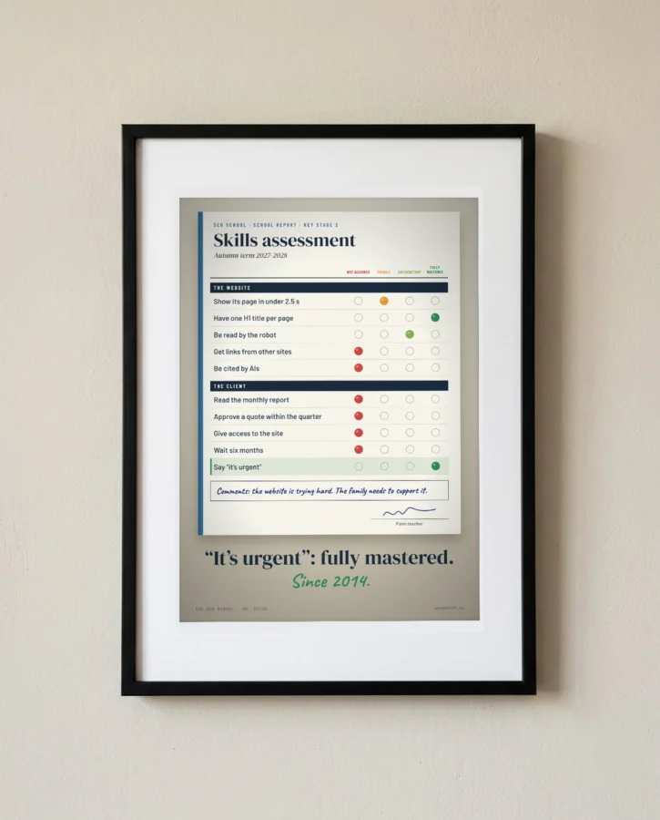 Skills report: “it’s urgent”, fully mastered – Posters