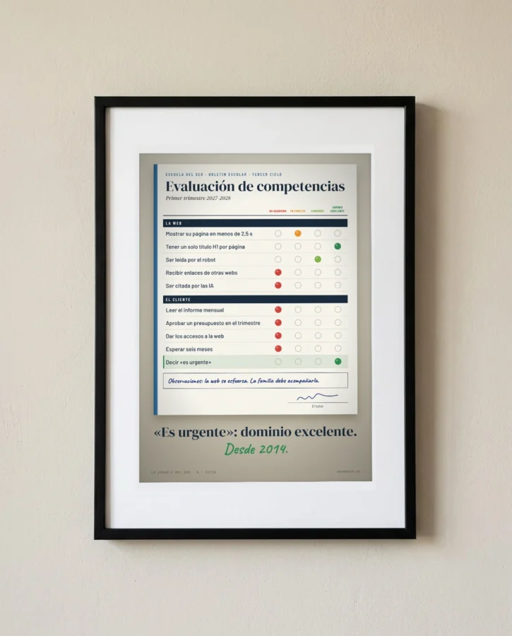 Boletín de competencias: «es urgente», dominio excelente – Pósters