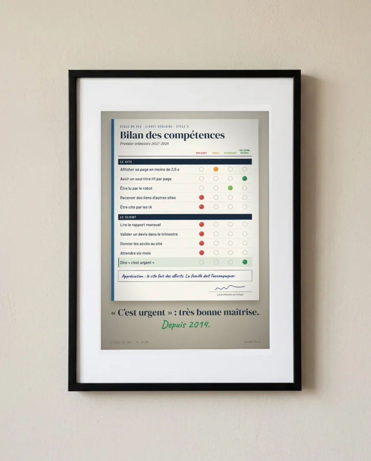 Livret de compétences : « c’est urgent », très bonne maîtrise – Posters