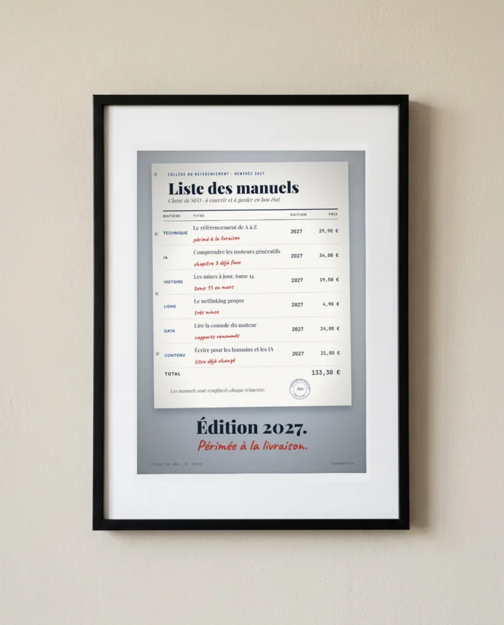 Liste des manuels : édition 2027, déjà périmée – Posters