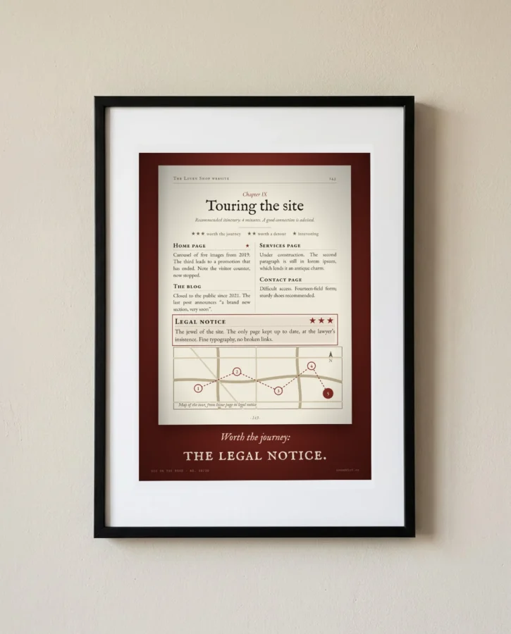 Site guide: the legal notice is worth the trip – Posters