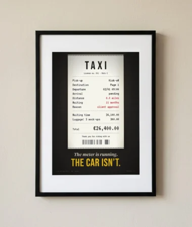 Taxi receipt: 11 months waiting, 0 miles – Posters
