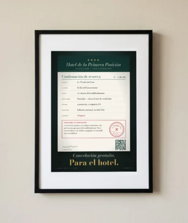 Reserva en la posición 1, cancelación gratuita – Pósters
