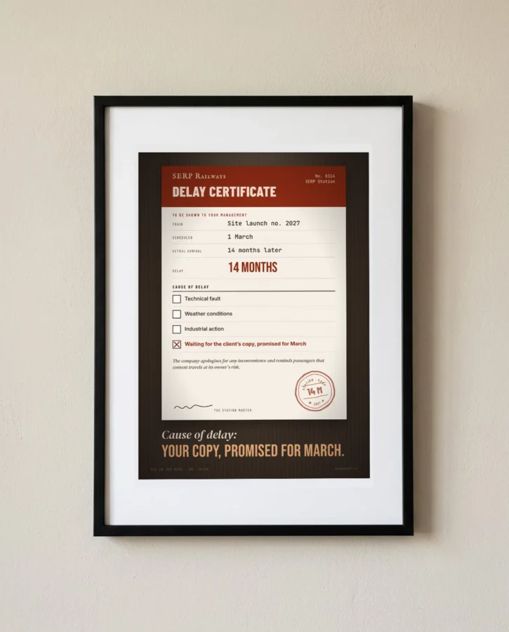 Delay certificate: cause, your copy – Posters