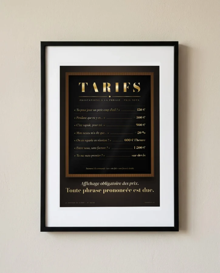 Tarifs des phrases du client – Posters
