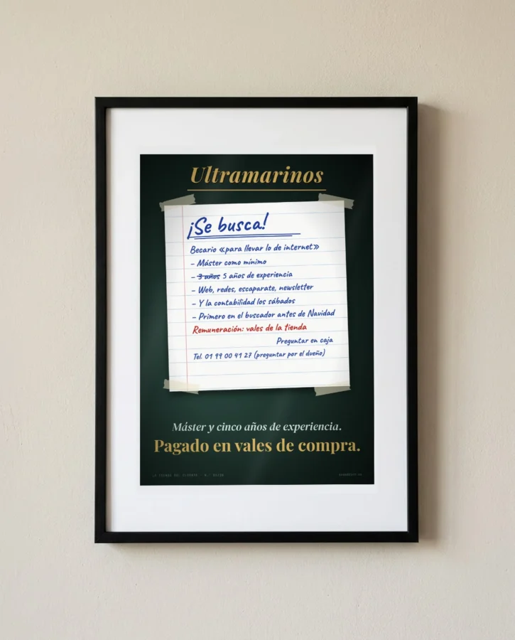 Se busca becario, pagado en vales – Pósters