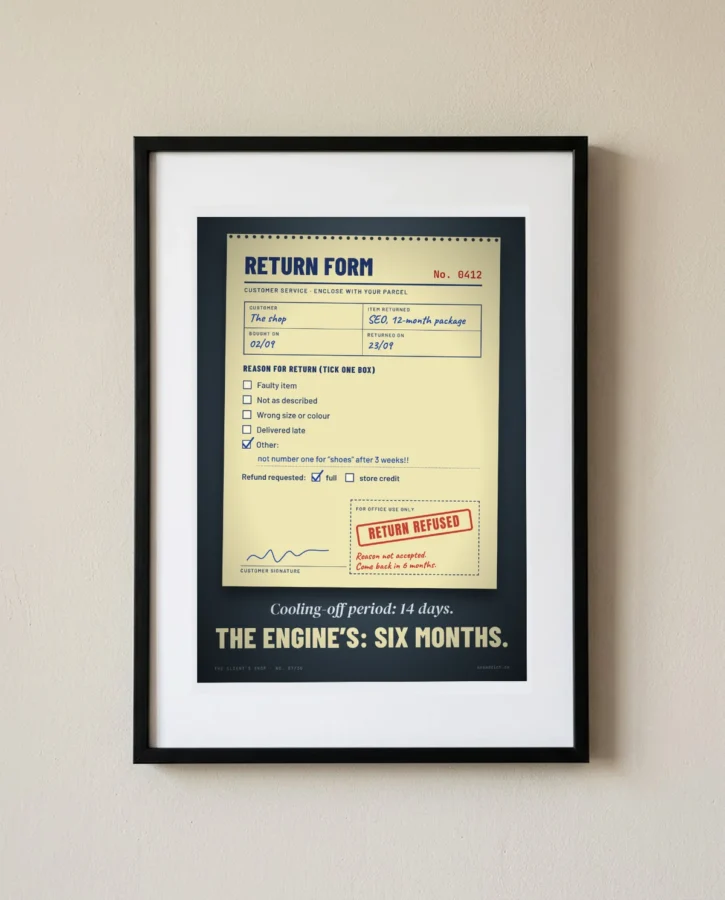 Return form, reason: not number one – Posters
