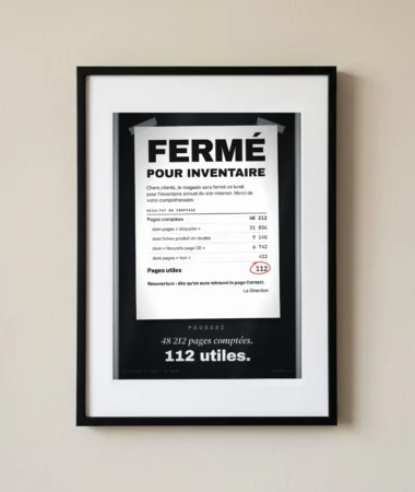Fermé pour inventaire : 112 pages utiles – Posters