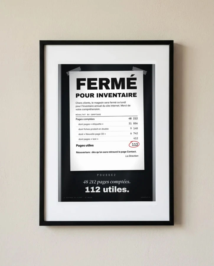 Fermé pour inventaire : 112 pages utiles – Posters