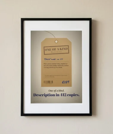 One of a kind, description in 412 copies – Posters