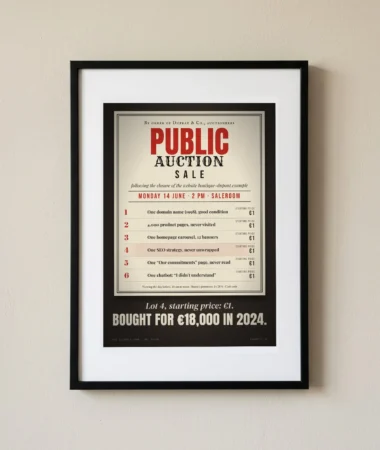 Public auction: SEO strategy, never unwrapped – Posters