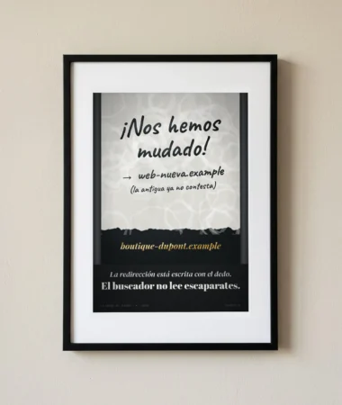Nos hemos mudado, redirección escrita con el dedo – Pósters
