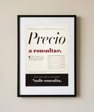 Precio a consultar, visitas a consultar – Pósters