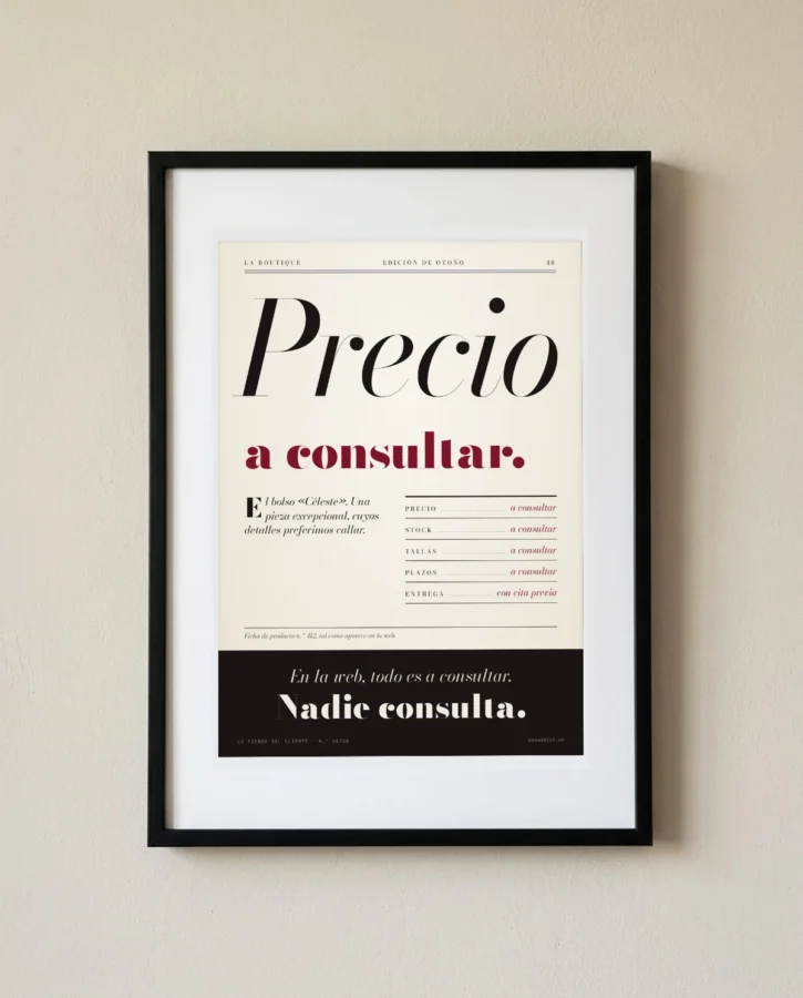 Precio a consultar, visitas a consultar – Pósters