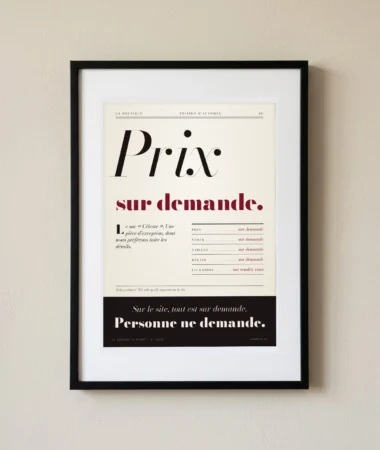 Prix sur demande, visites sur demande – Posters