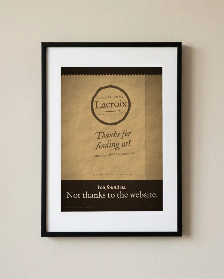You found us, not thanks to the website – Posters
