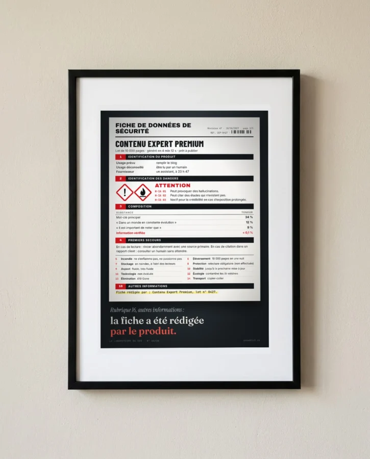 Fiche de données de sécurité du contenu généré – Posters