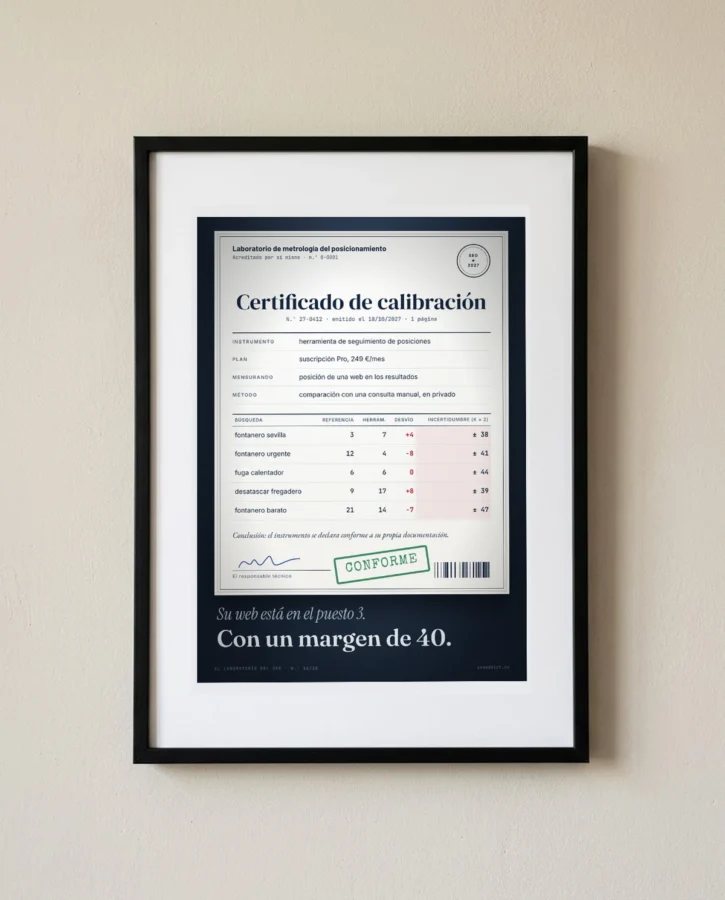Certificado de calibración de la herramienta de posiciones – Pósters