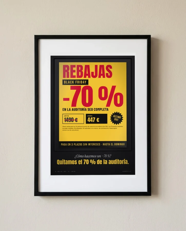 Auditoría SEO −70 %, edición Black Friday – Pósters