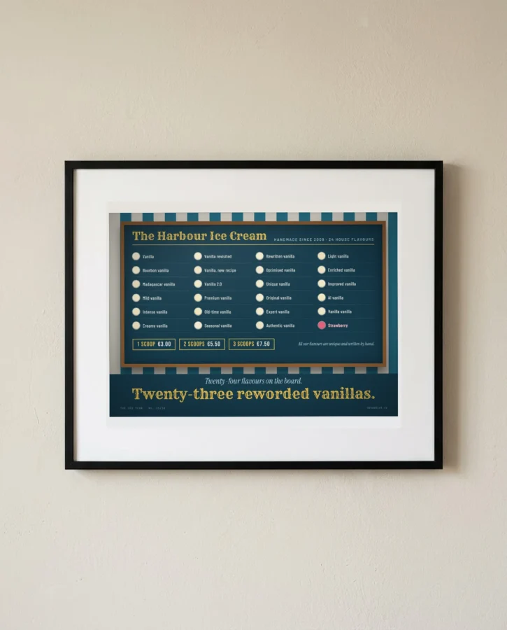 The 24-Flavour Ice Cream Stand, 23 of Them Vanilla – Posters