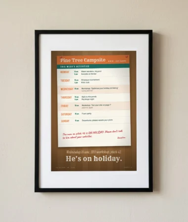 Campsite Activities: SEO Workshop, Pitch 42 – Posters