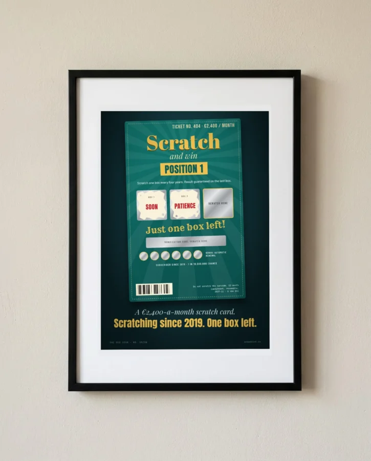 Scratch Card: €2,400 a Month, One Box Left – Posters