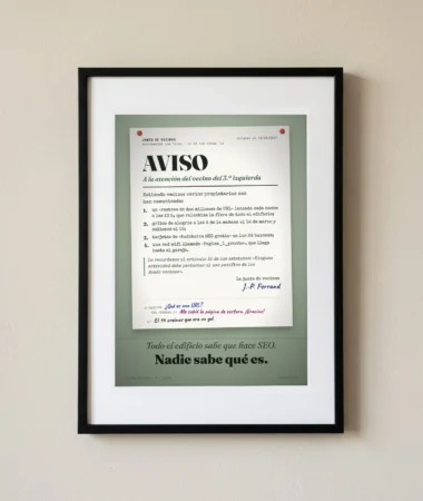 Aviso al vecino del 3.º izquierda – Pósters
