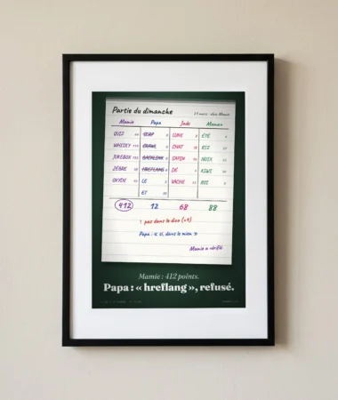Jeu de lettres : Mamie 412, Papa refusé – Posters