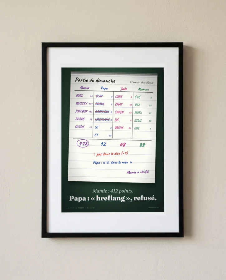 Jeu de lettres : Mamie 412, Papa refusé – Posters