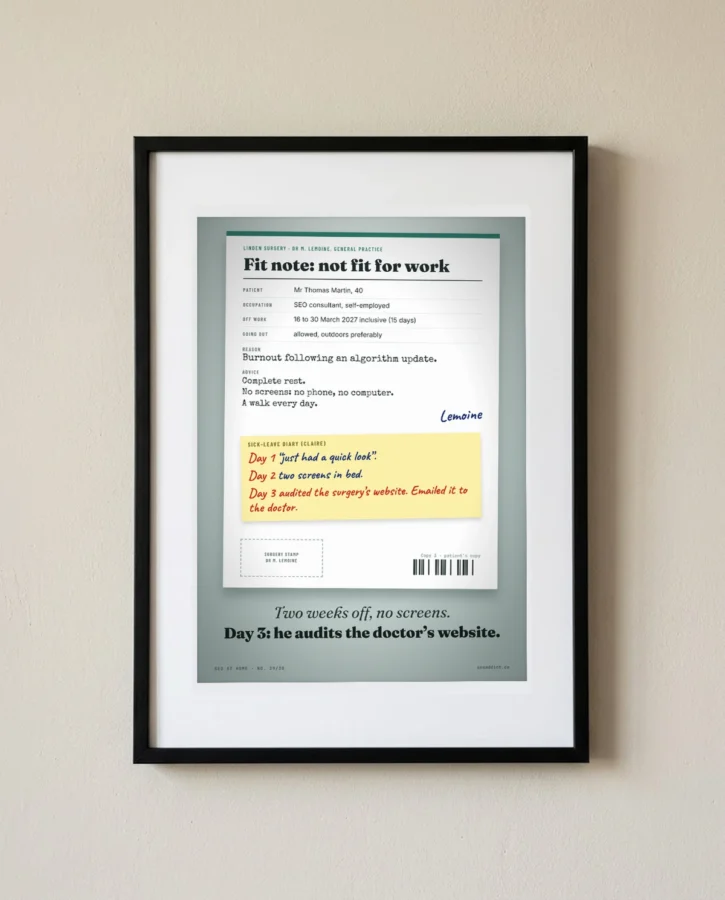 Sick note: no screens, day 3 – Posters